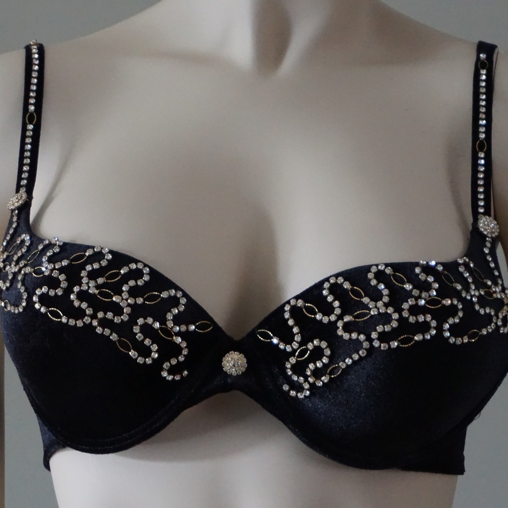 Marciano by Guess Black Velour Rhinestone Bra Top